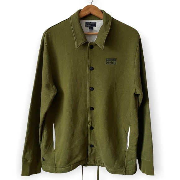 Converse | Green Oversized Button Down Sweater Jacket - Picture 4 of 12